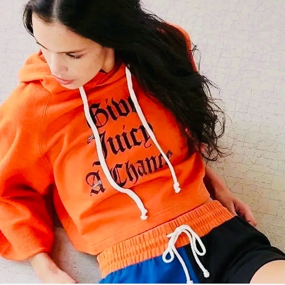 Juicy Couture Orange Cropped Graphic Hoodie - Picture 2 of 12